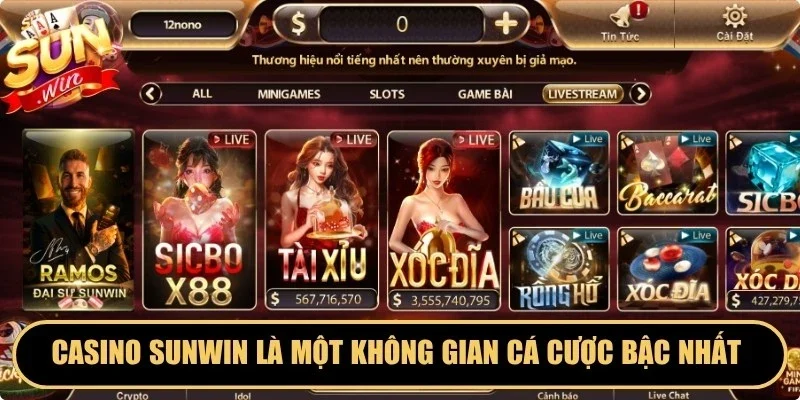 Casino Sunwin là một không gian cá cược bậc nhất thị trường