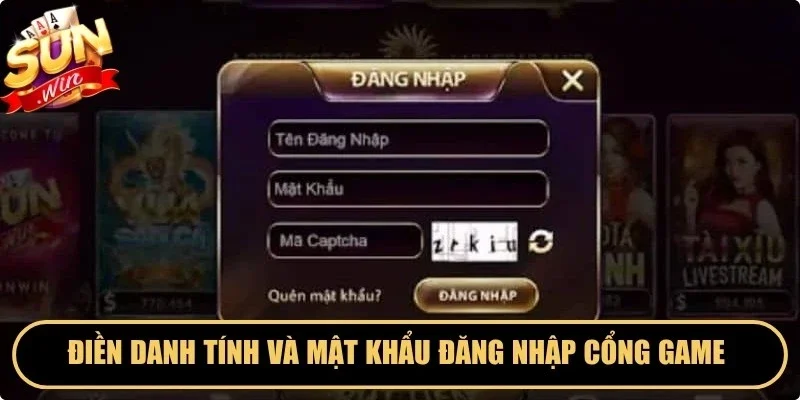 Điền danh tính và mật khẩu đăng nhập cổng game theo hướng dẫn