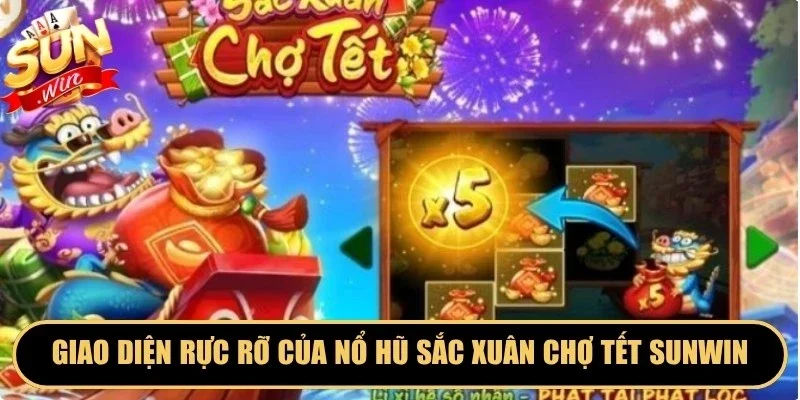 Giao diện rực rỡ của nổ hũ sắc xuân chợ tết Sunwin